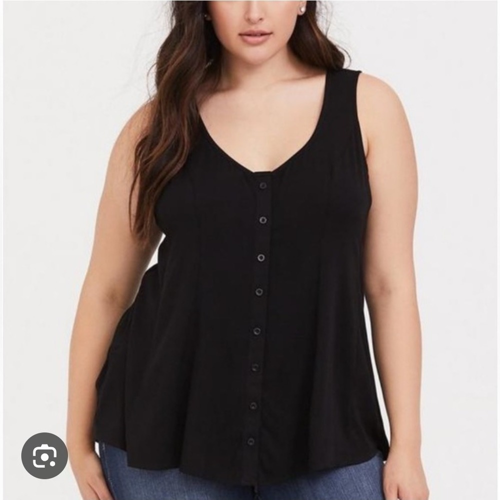 Torrid Black Button Front‎ Tank Top Plus Size 5X Sleeveless Tie Back